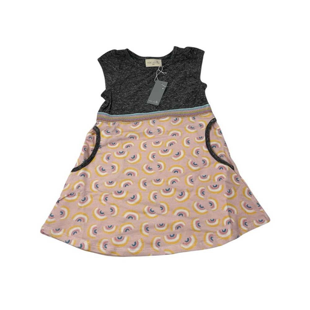 Miki Miette  Aya Rainbow Knit Dress Cap Sleeve Multicolor Iridescent Band | 18M